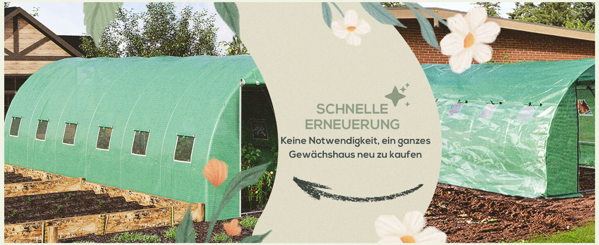 Outsunny Polyethylenfolie 6x3x2m Ersatzfolie mit 12 Fenster für Folientunnel