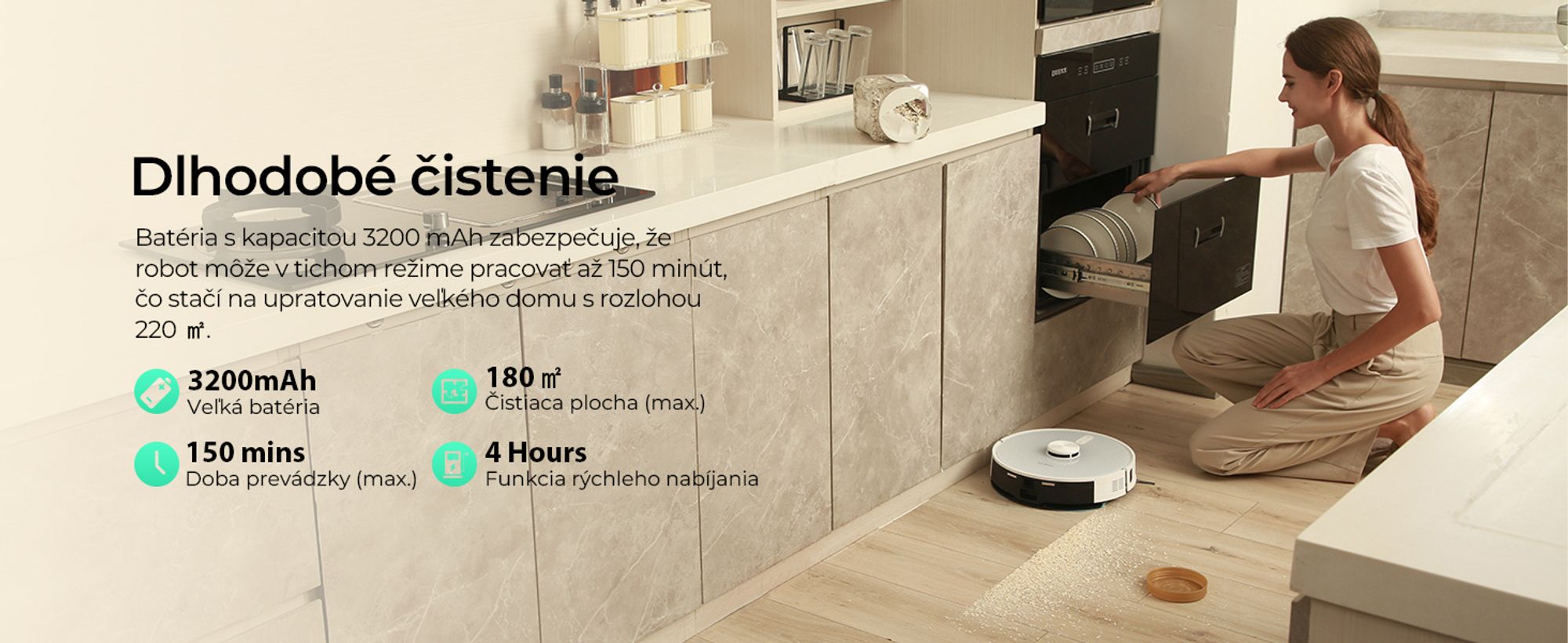 Redkey R10 robotický vysávač, 4L odsávacia stanica, 4000Pa sací výkon, robotický vysávač s funkciou mopu, 150 min robotický vysávač, LDS navigácia