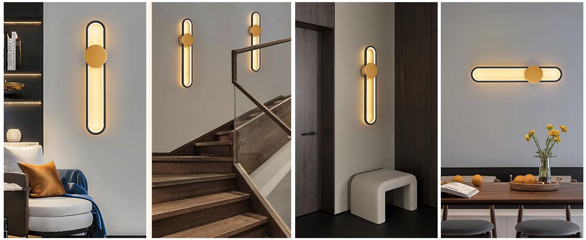 ZMH Wandlampe LED Wandleuchte Innen 12W Treppenhauslampe 60cm Gold Flurlampe Modern Design 3000K Warmweiß Minimalistische Wandbeleuchtung für Schlafzimmer Wohnzimmer Flur Treppenhaus Küche