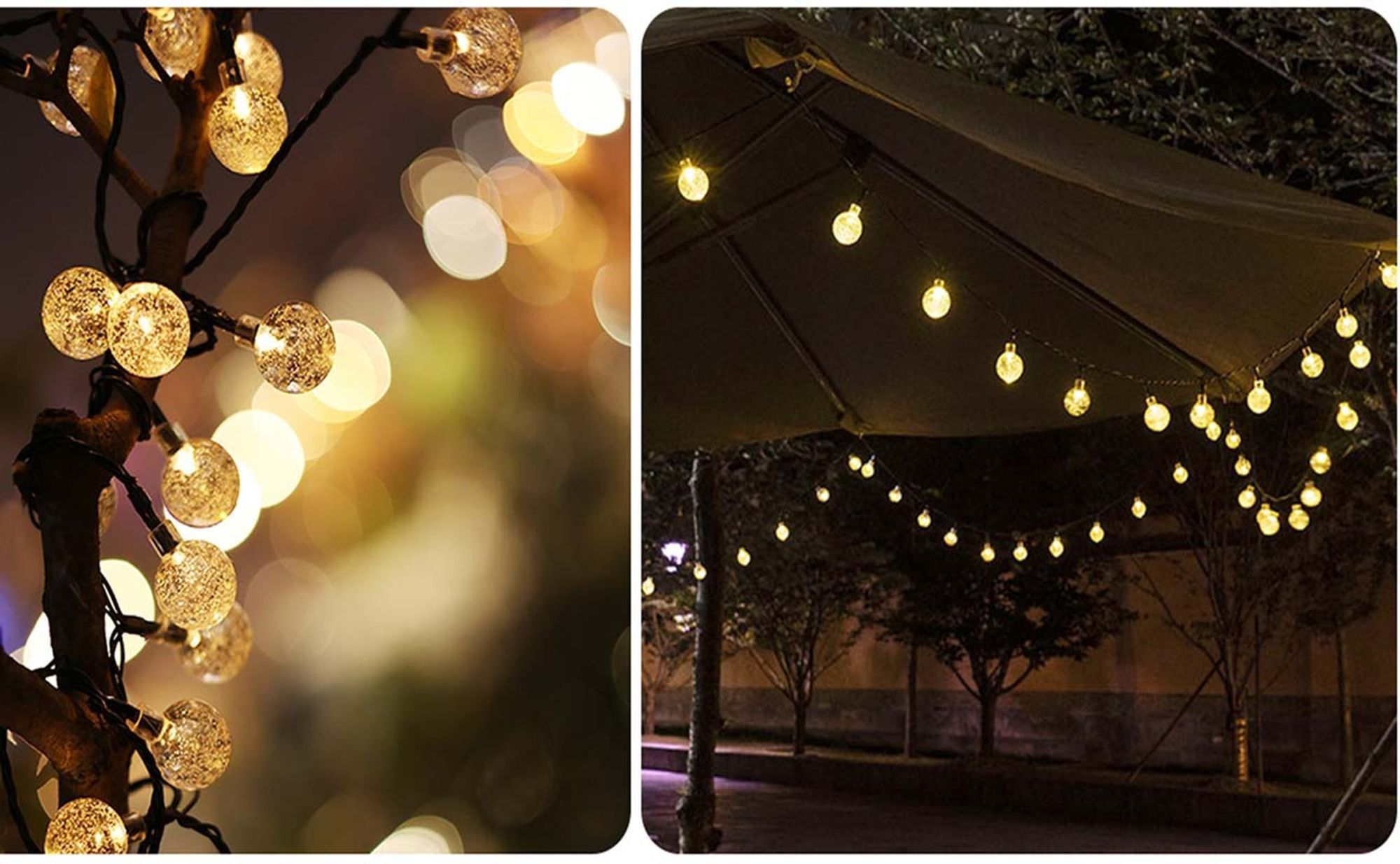 Salcar Solar LED Lichterketten 15 m 60 LEDs, USB & Solar, 8 Modi, Kugellampen Deko Weihnachtsdeko