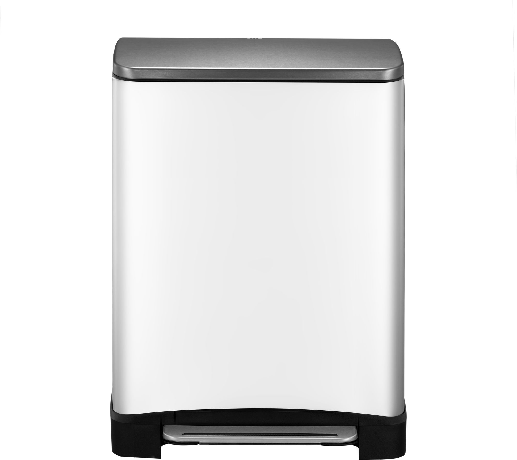 EKO - E-Cube Recycling Treteimer 28+18 Liter - Stainless steel Plastic - Weiß, Matt Edelstahl