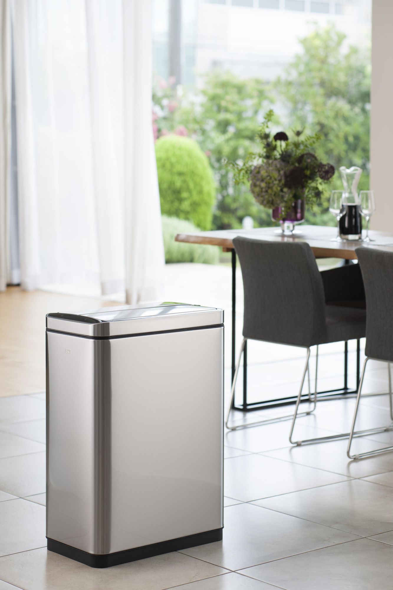 EKO - Deluxe Phantom Sensor Poubelle 20+20 litres - Stainless steel Polypropylene - Matt Edelstahl
