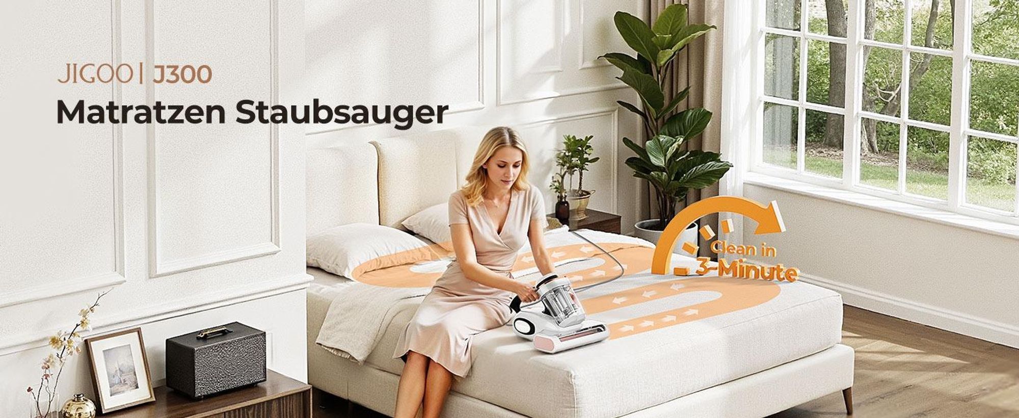 JIGOO J300 Milbensauger 500W Milbenstaubsauger mit UV-Licht Handstaubsauger