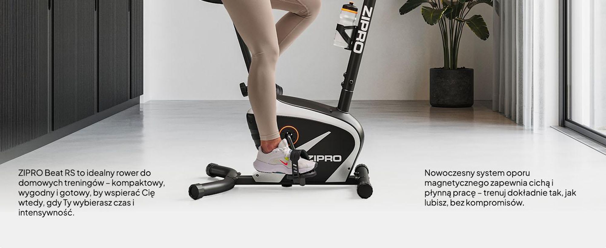 Rower treningowy Zipro Beat RS – magnetyczny rower fitness z masą obrotową 6 kg – cichy rower treningowy do 120 kg – pomiar tętna, uchwyt na butelkę