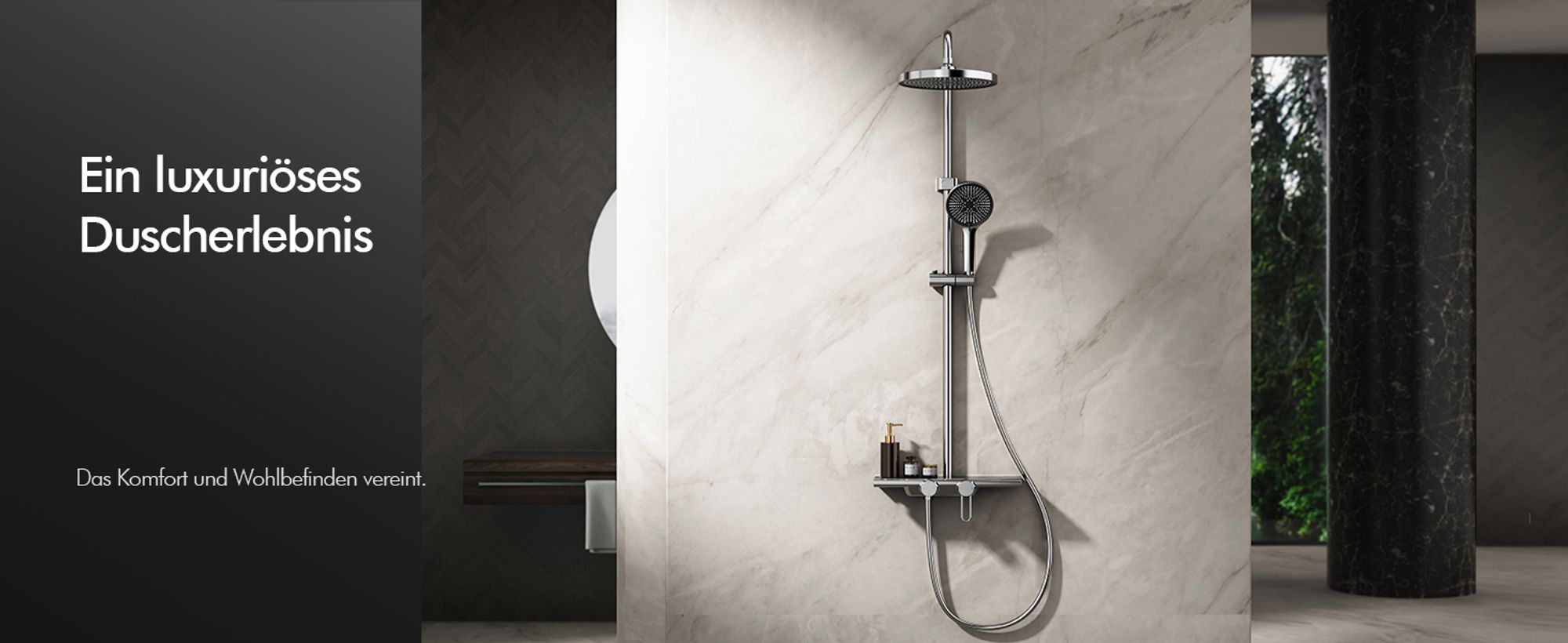 Homelody Duschsystem mit 400MM*110MM Große Lagerplattform,Chrom,Edelstahl