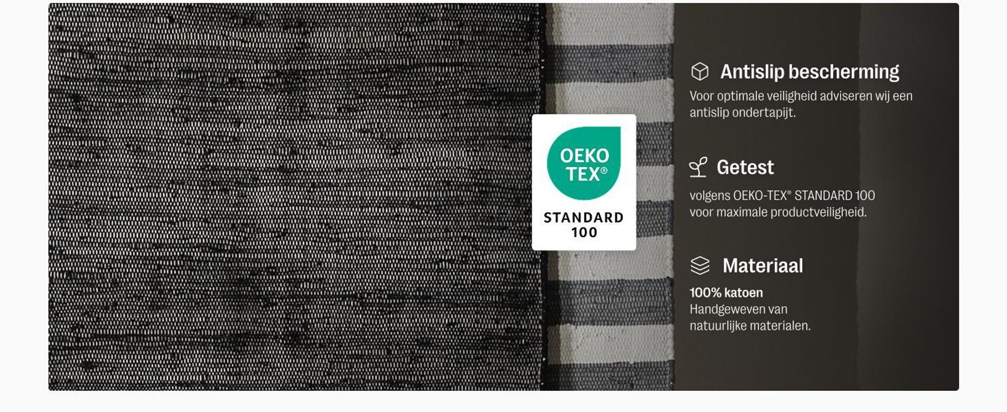 benuta vloerkleed van katoen Tom Zwart/Wit 70x200 cm Loper Scandinavisch vloerkleed woonkamer katoen rechthoekig