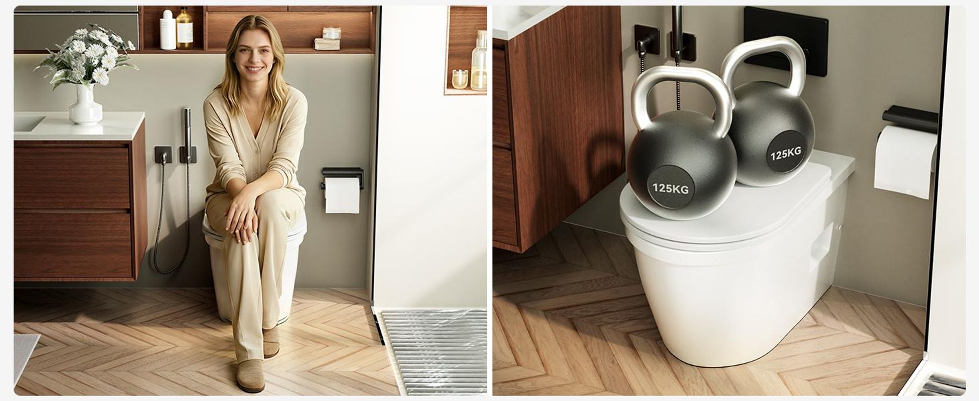 Toilettendeckel D Form WC-Sitze, Kurzer Toilettensitz mit Absenkautomatik Weiß, Klobrille abnehmbar, einfache Montage, PP Material, KUTAS