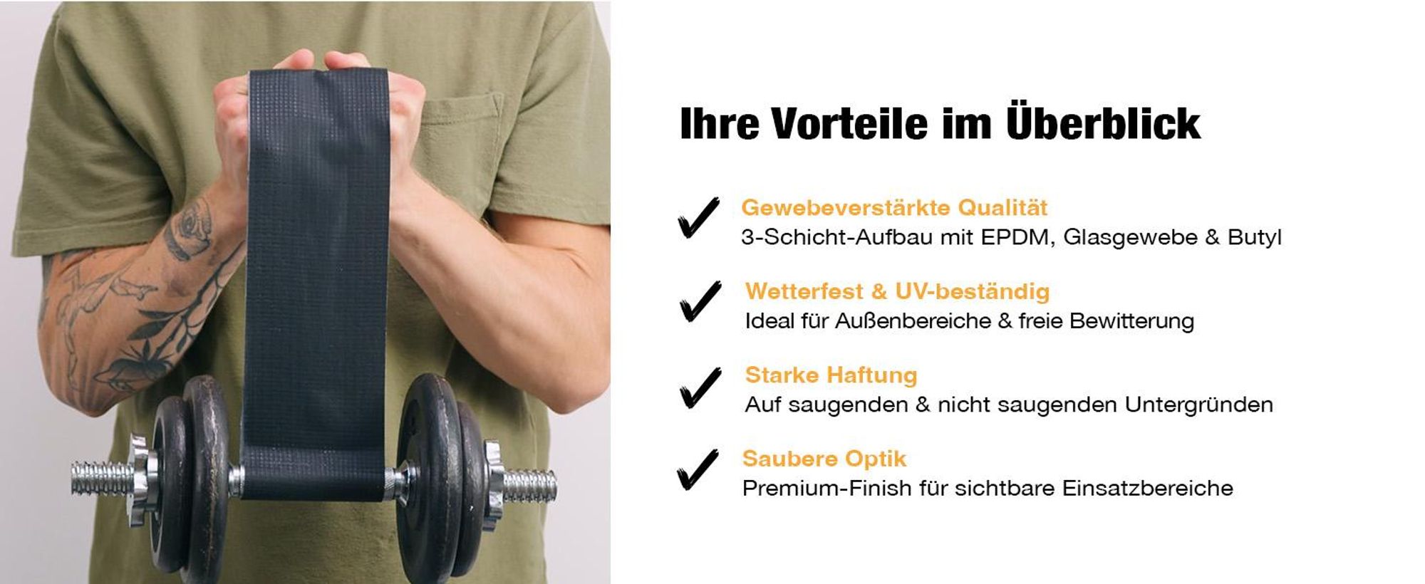 Butyl Abdichtungsband DIY 10cm x 5m Schwarz – selbstklebendes Dichtband für Dach, Balkon & Reparatur, sofort wasserdicht, UV- & wetterbeständig