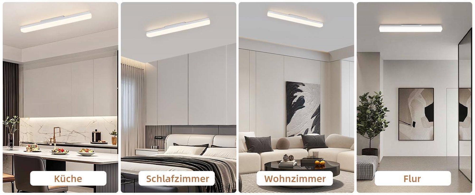 ZMH Deckenleuchte LED Beleuchtung Weiß Kunststoff IP20 Moderner Augenschutz Staubdicht Unterbauleuchte Schranklicht Garage Werkstatt Arbeitszimmer