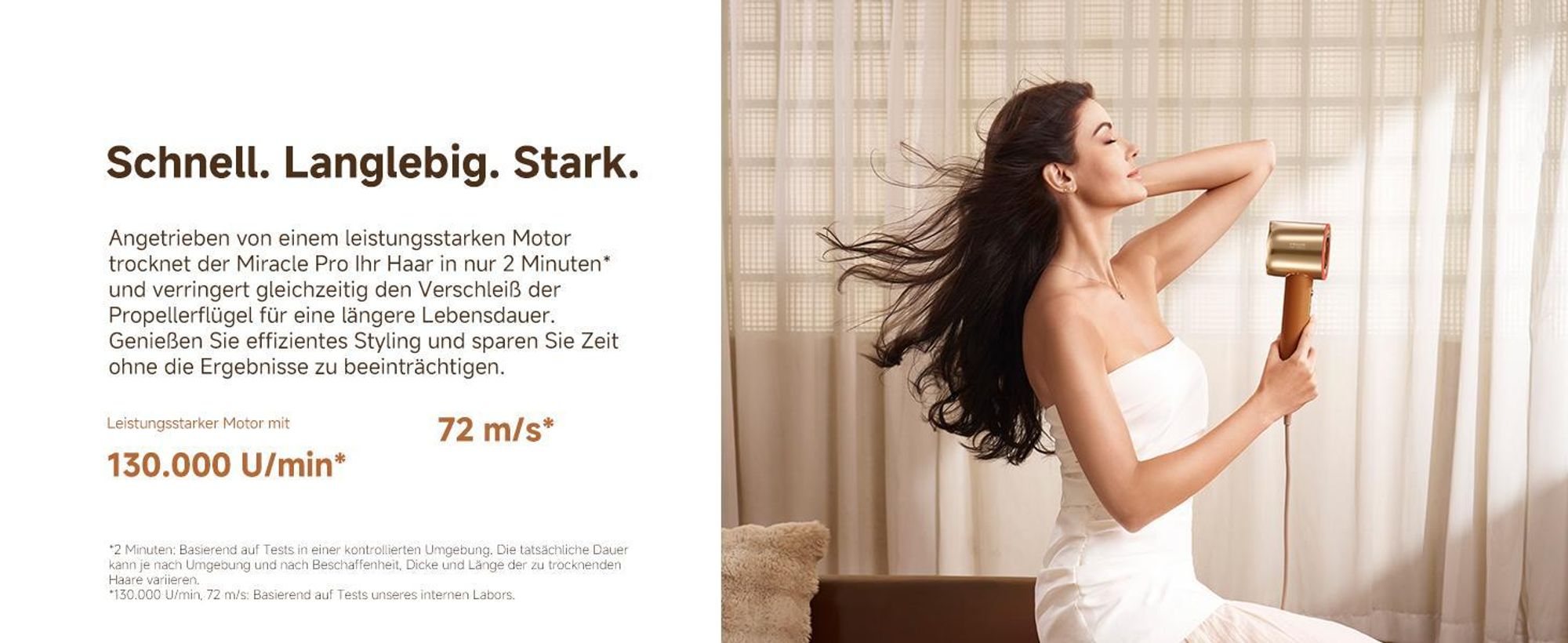 Dreame Miracle Pro Haartrockner,Rotlicht-Kopfhautpflege,Haarpflege mit negativen Ionen,130K U/min,4 Temperaturstufen,2 Gebläsestufen,Ledergriff,Gold