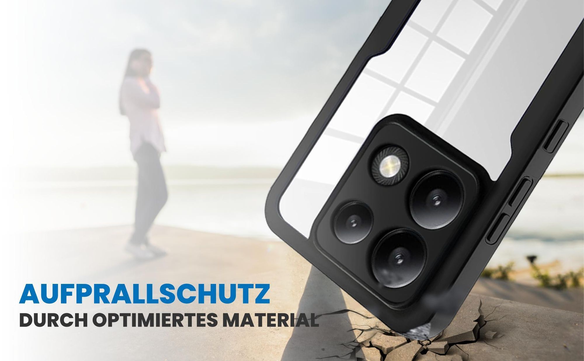 Schwarzes Front Back Cover für Xiaomi Redmi Note 13 Pro 5G mit Aufprallschutz
