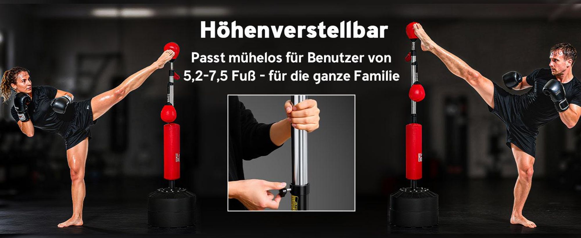 HOMCOM 4-in-1 Boxsack freistehend 160-230cm höhenverstellbar Standboxsack