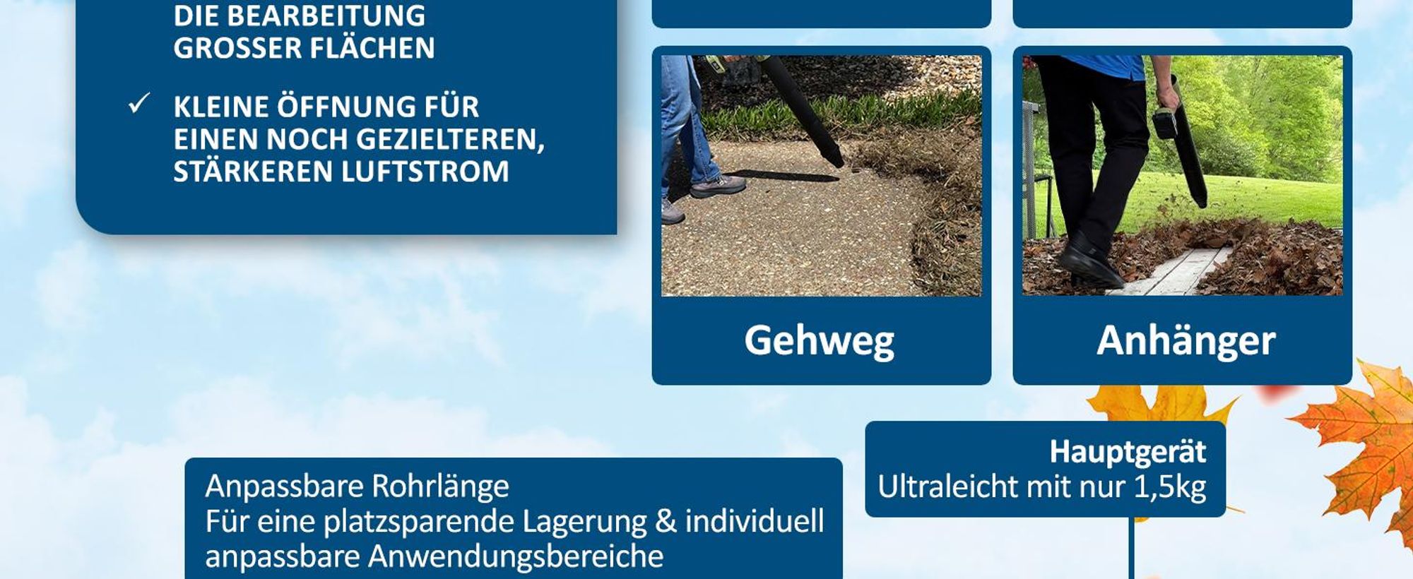 Genius Starlyf Power Blower Akku Laubbläser 7 tlg., kabelloses Laubgebläse, tragbarer elektrischer Akku-Staubbläser, 120 km/h, nur 1.5 kgGartengerät