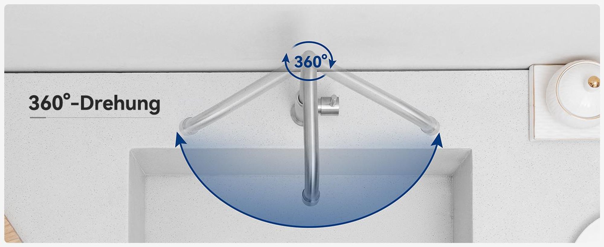 Küchenarmatur Kaltwasser Edelstahl Gebürstet, Wasserhahn Küche 360° Drehbar Cecipa MAX Wasserhahn für Spülbecken, Mischbatterie Armatur L-Form