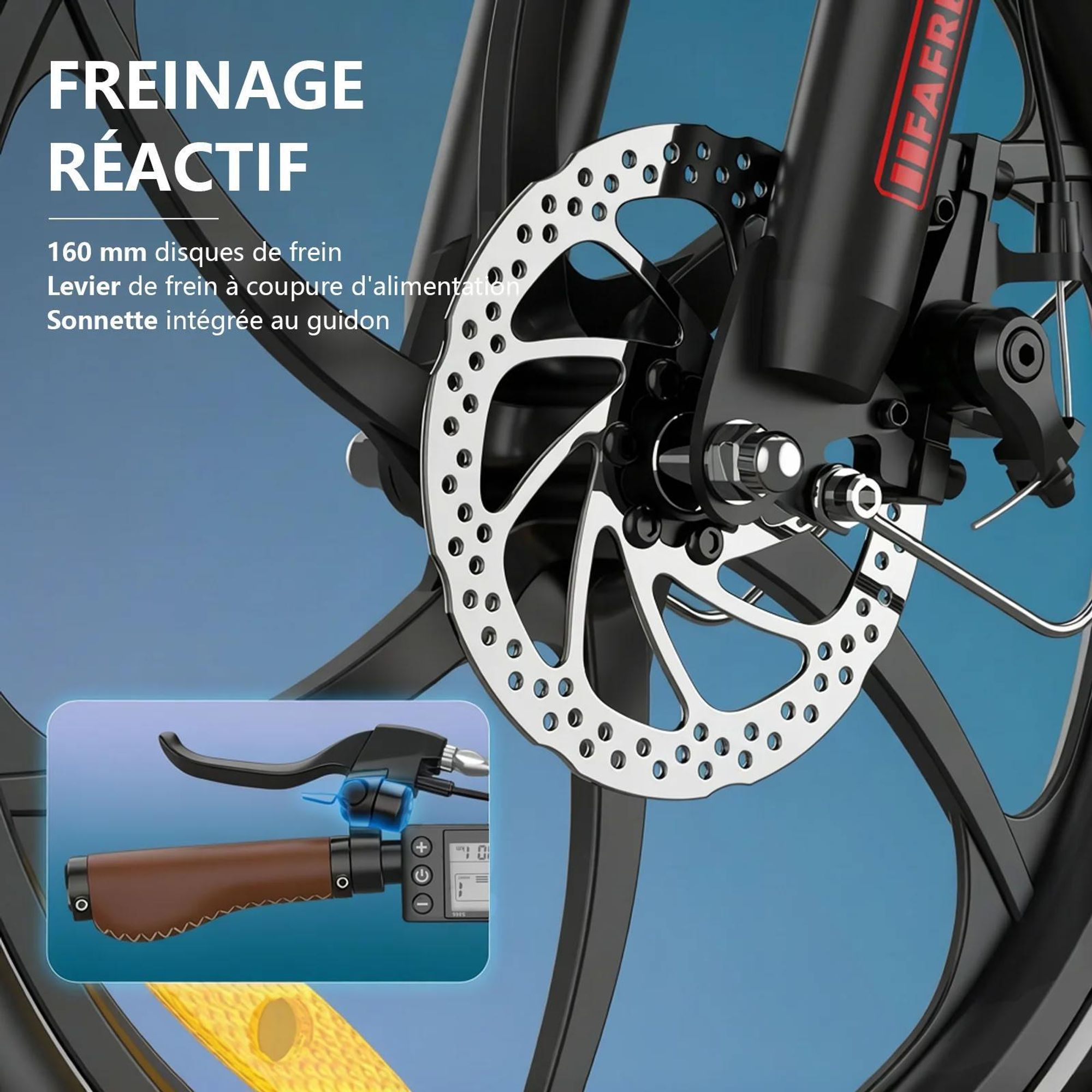 Vélo Électrique FAFREES F20+ Pro - Moteur 250W Batterie 36V25Ah 20'' Pneus Freins À Disque Mécaniques - Bleu Aurore