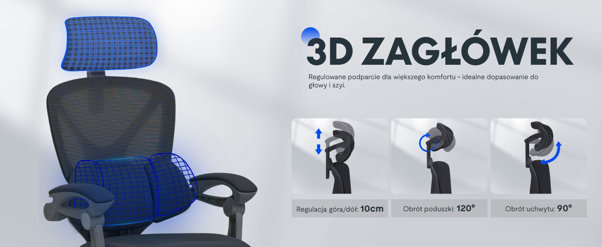 Ergonomiczne krzesło biurowe FLEXISPOT z zagłówkiem 3D, regulowanym podparciem lędźwi, funkcją bujania 90-135°, łączonymi podłokietnikami, podnóżkiem, 136 kg, czarne