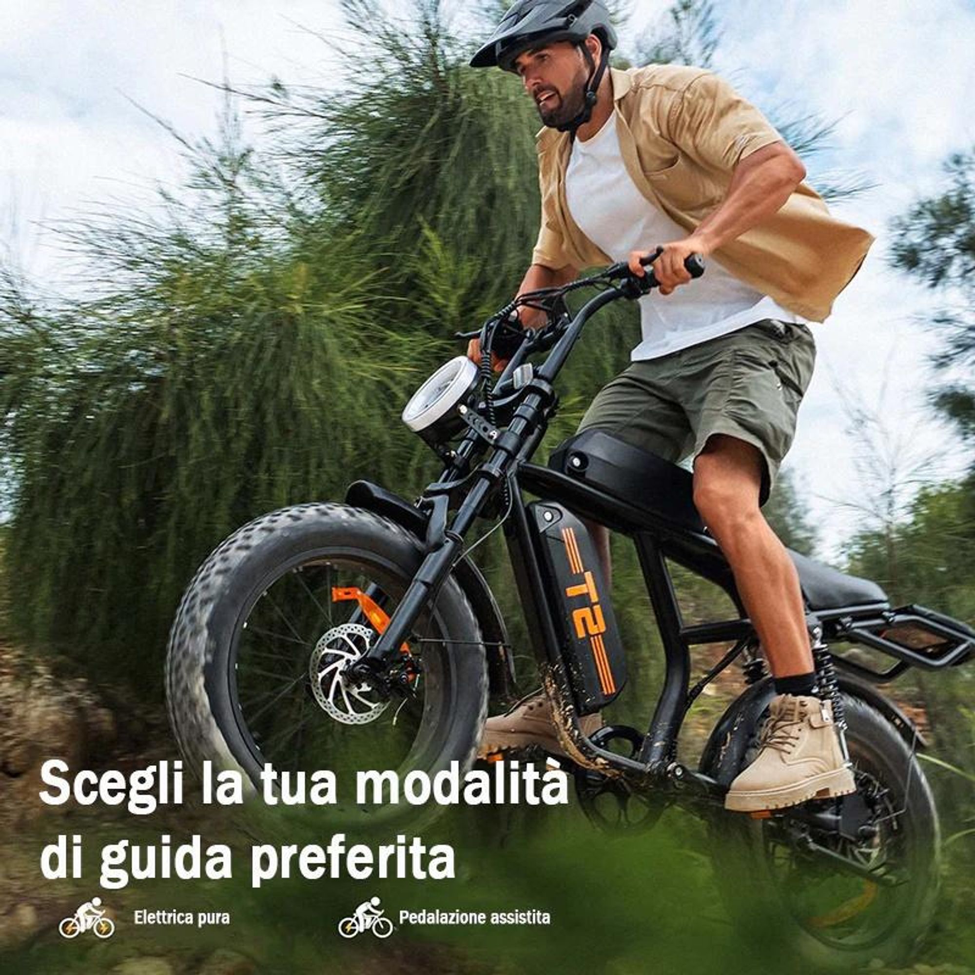 URLIFE T2 E-Bike - Motore 250W Batteria 48V 15.6Ah Freni a disco Trittunterstützung - Nero