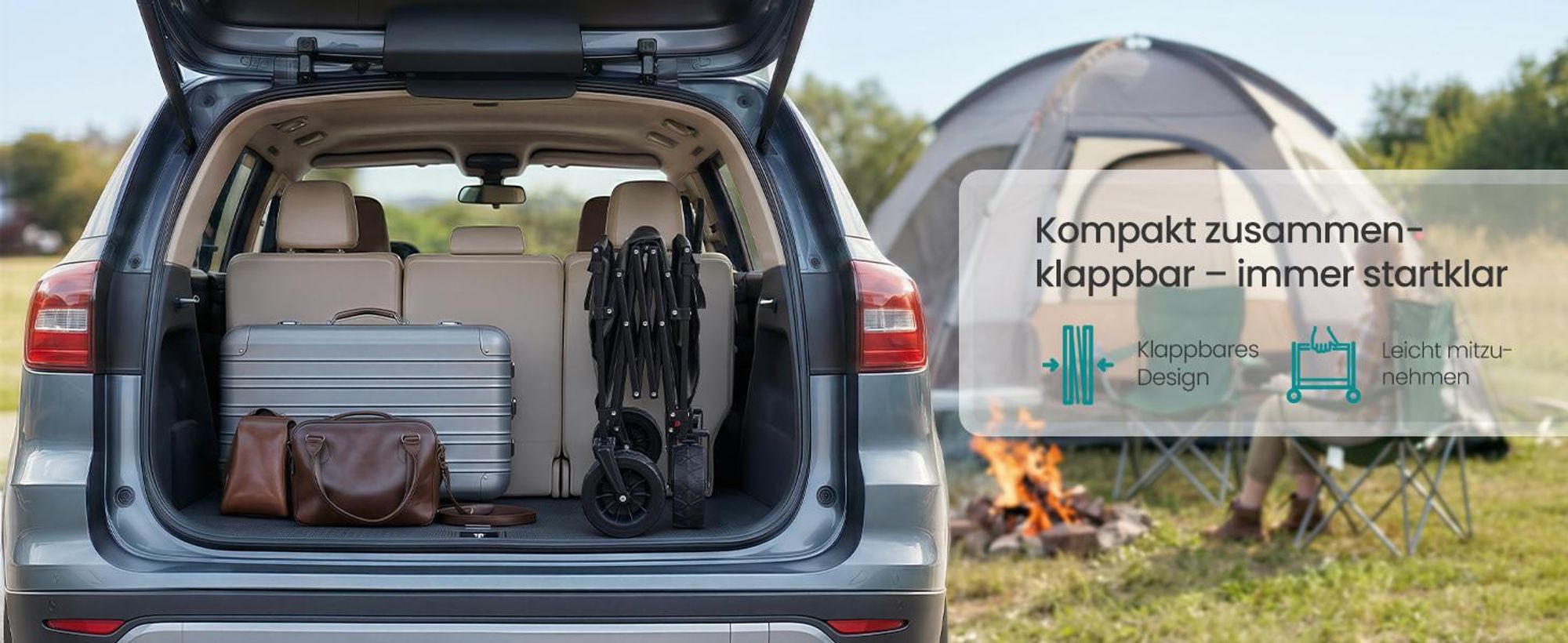 SONGMICS Faltbarer Bollerwagen, Transportwagen 200 L, Handwagen mit Griff, Outdoor Garten, 4 verstärkte Rollen, schwarz