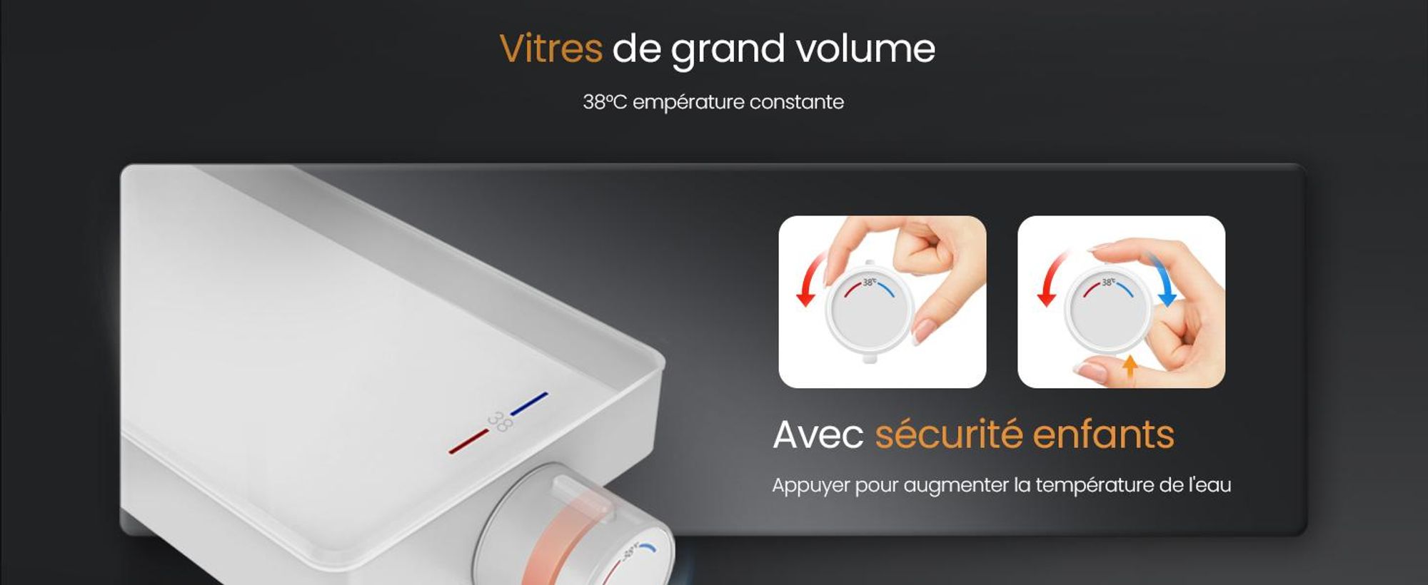 EMKE Système de douche avec thermostat 38℃ - Ensemble de robinetterie de douche en acier inoxydable, douchette à main 3 jets, panneau de douche, douche à effet pluie, robinetterie de salle de bains & douche, blanc F22