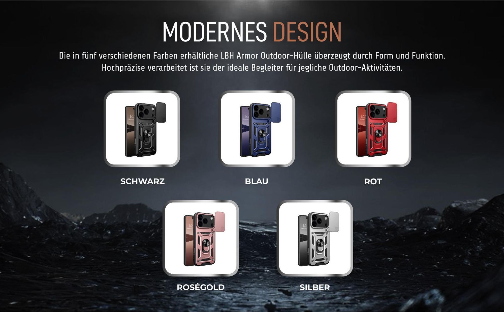 Armorhüllen in Schwarz, Blau, Rot, Rosegold und Silber für Apple iPhone 17 Pro Max