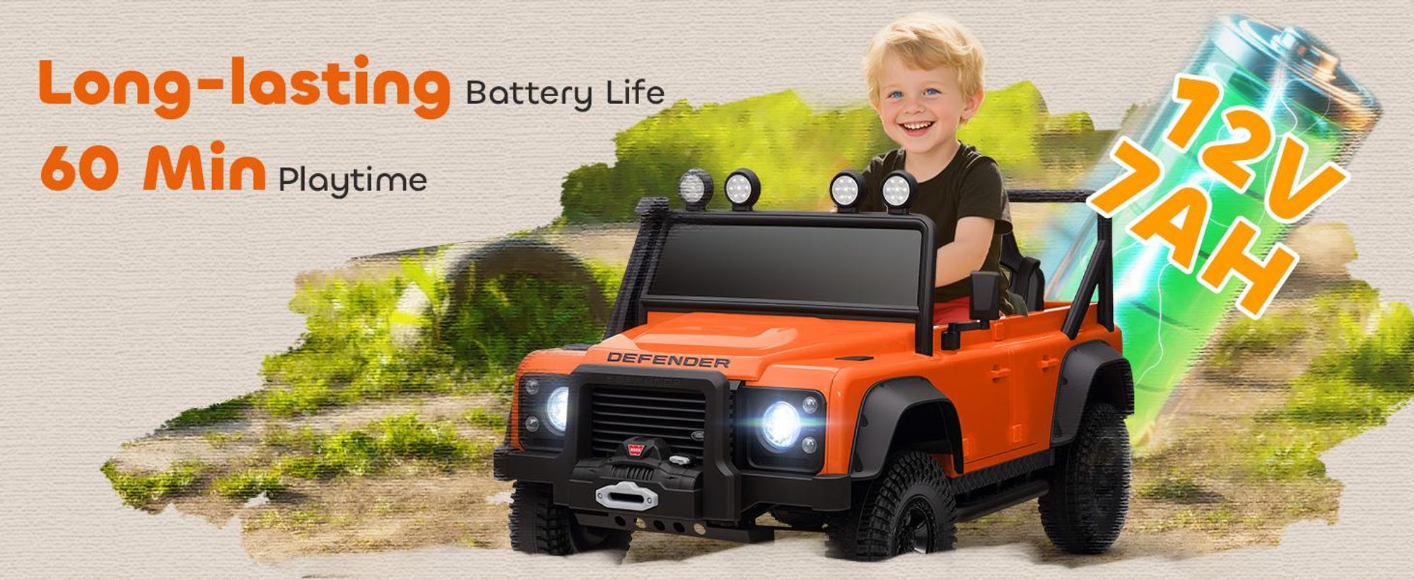 Samochód elektryczny dla dzieci AIYAPLAY, 12 V, 7 Ah, z pilotem 2,4 GHz, kolor pomarańczowy