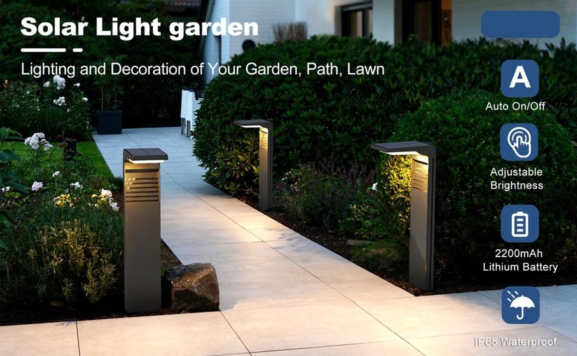 6 Stück LED Solarlampen für Außen Solarleuchten mit 2 Modi Hell, Warmweiß Solar Wegbeleuchtung IP64 Wasserdicht für Außen, Hinterhöfe, Gärten, Rasen