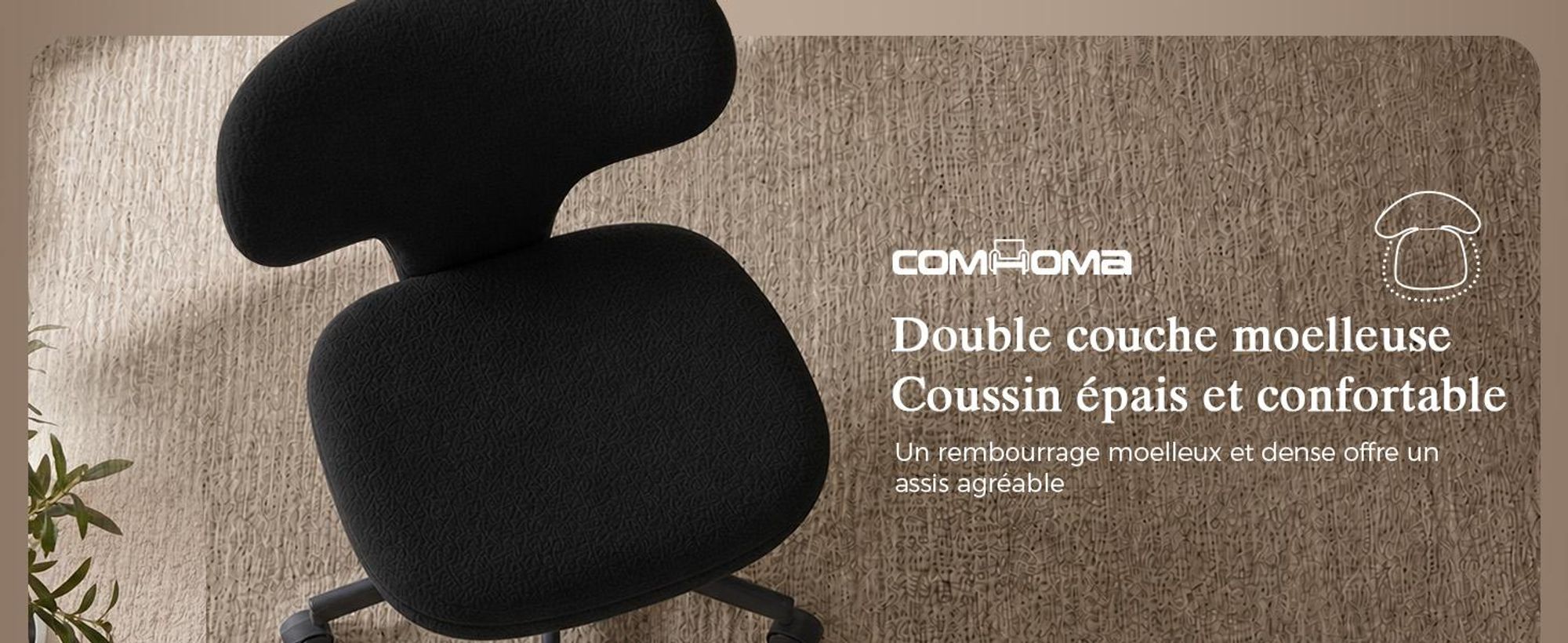 Chaise de maquillage COMHOMA avec roulettes, chaise de maquillage avec dossier enveloppant, fauteuil pivotant à hauteur réglable, jolie chaise de bureau pour chambre, pour la maison