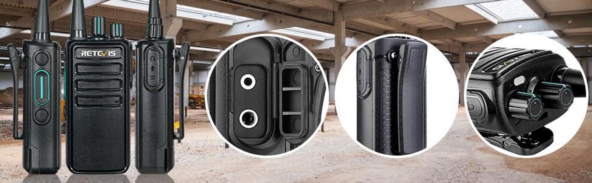 Retevis RB629 Funkgeräte, PMR446 Walkie Talkies mit Drahtloser Klonfunktion, VOX, Notfallalarm, mit Großer Reichweite Funkgerät Set mit Lautsprechermikrofon für Schule Baustelle Sicherheit (4 Stück, Schwarz)