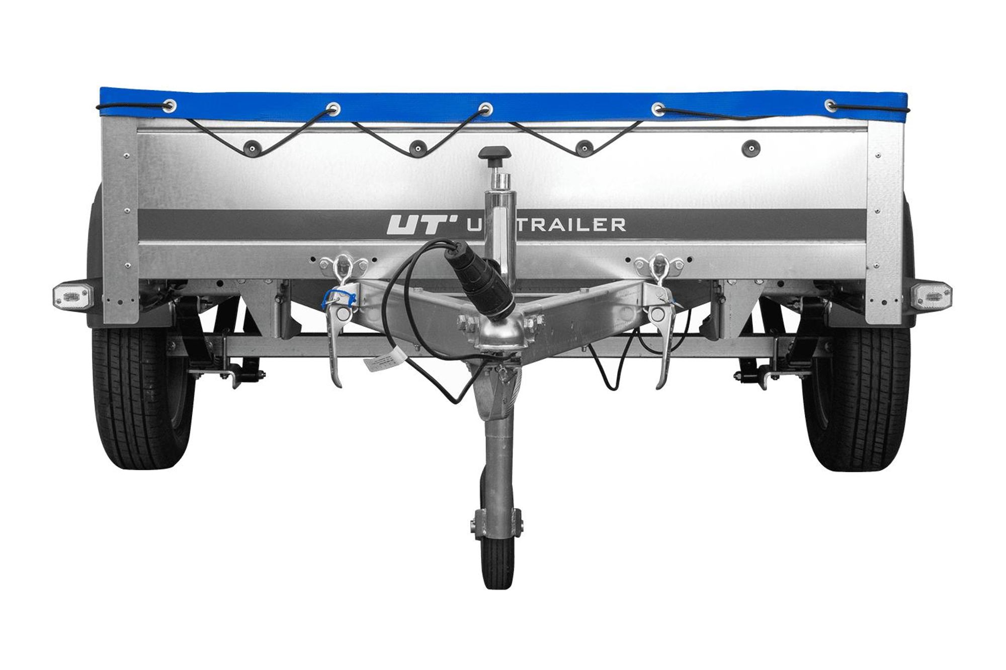 PKW Anhänger auf Federn 200x125 UNITRAILER GARDEN 201/R KIPP mit H-0 Rahmen und blauer Plane