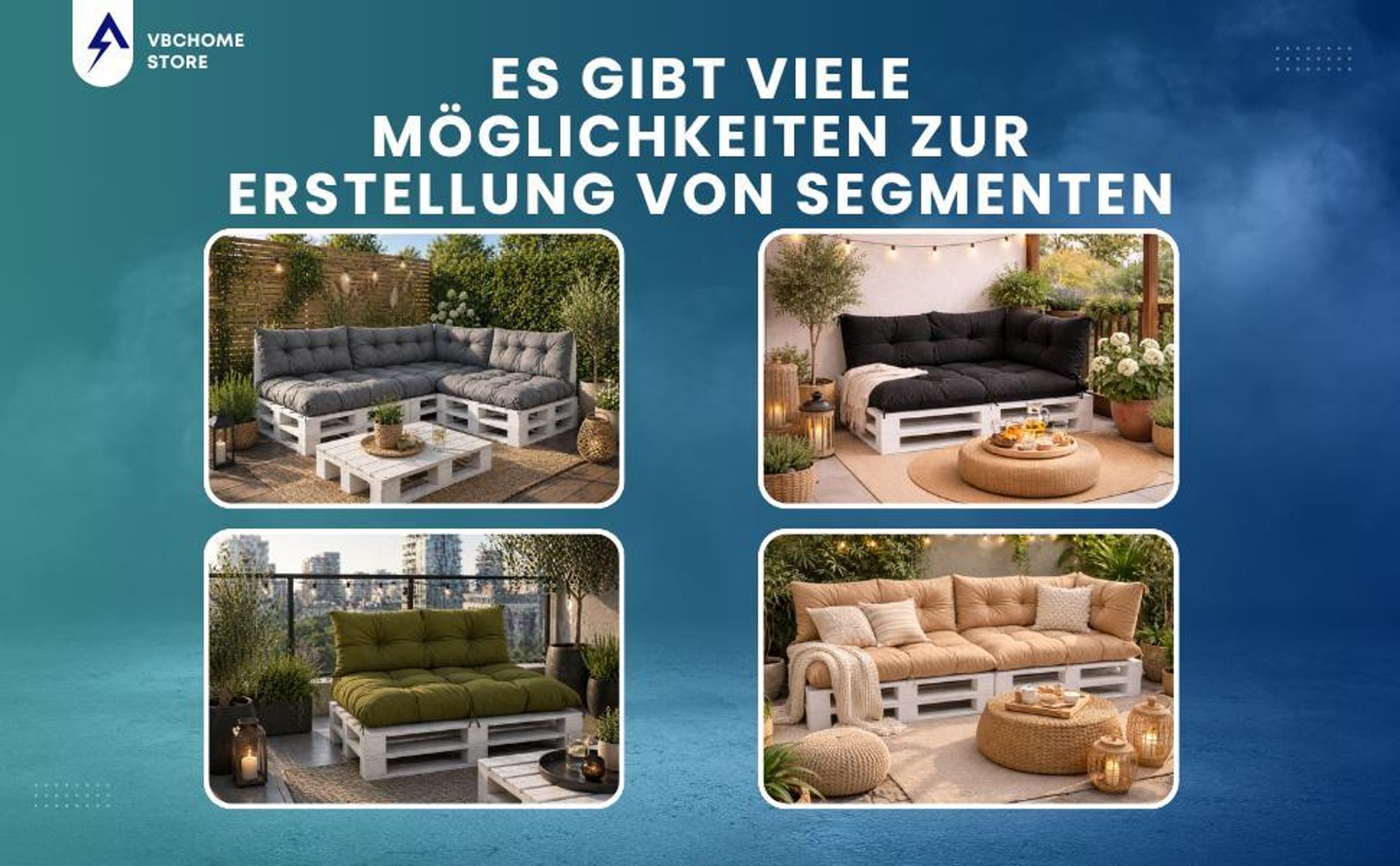 VBChome Palettenkissen 120x80 | 120x40 cm für Europaletten Möbel Palettenauflage Garten Balkon 12 Farben mit Schaumstoffflocken Füllung Orange, 2-TLG