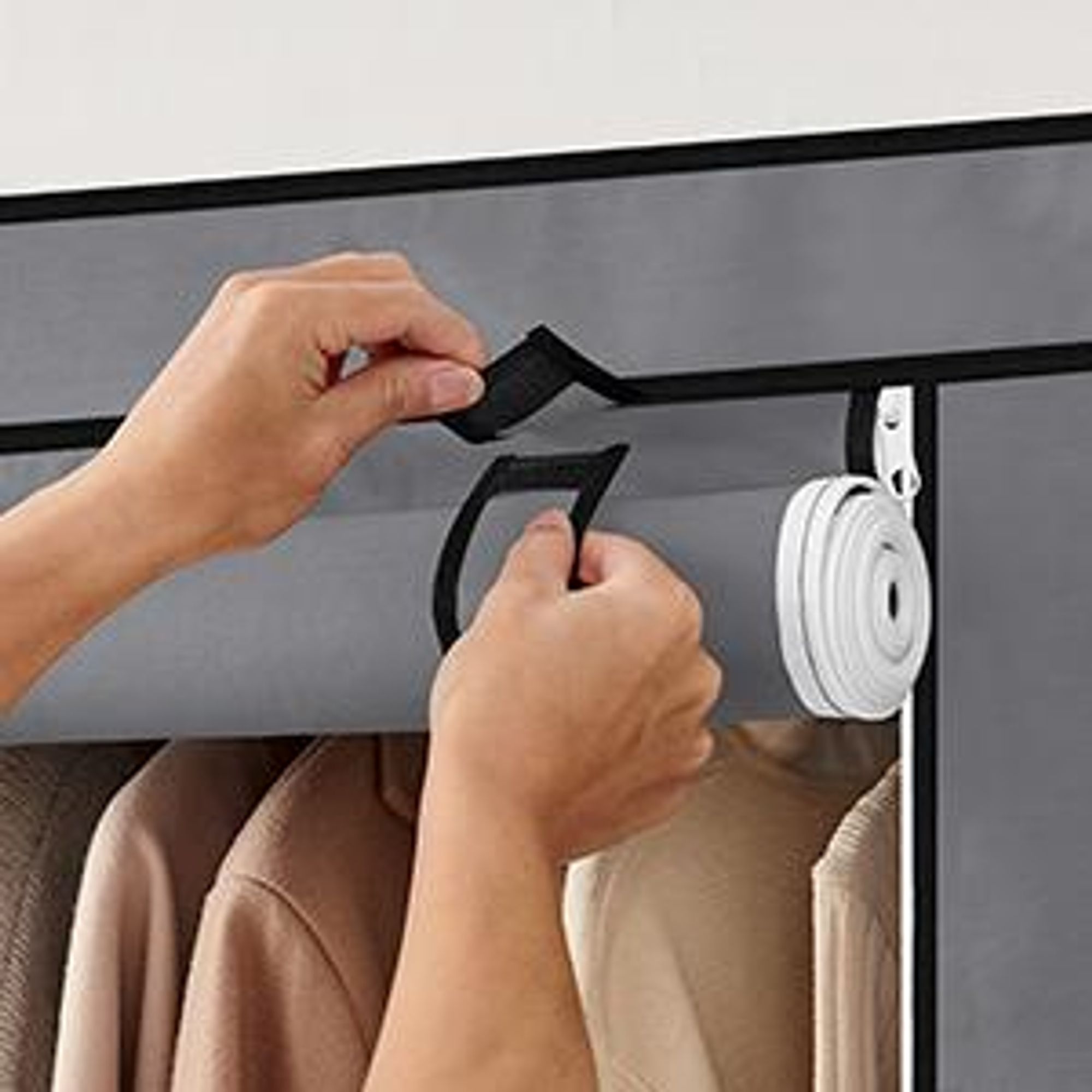 SONGMICS Stoffschrank, Kleiderschrank, 2 Hängefächer, mit Ablagen, 4 Seitentaschen, grau