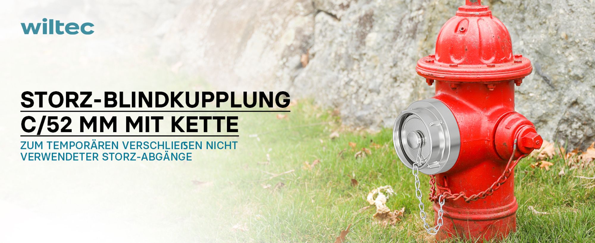 Wiltec Storz Blindkupplung C 52mm 2" mit Kette aus Aluminium zum temporären Verschließen von Storzabgängen