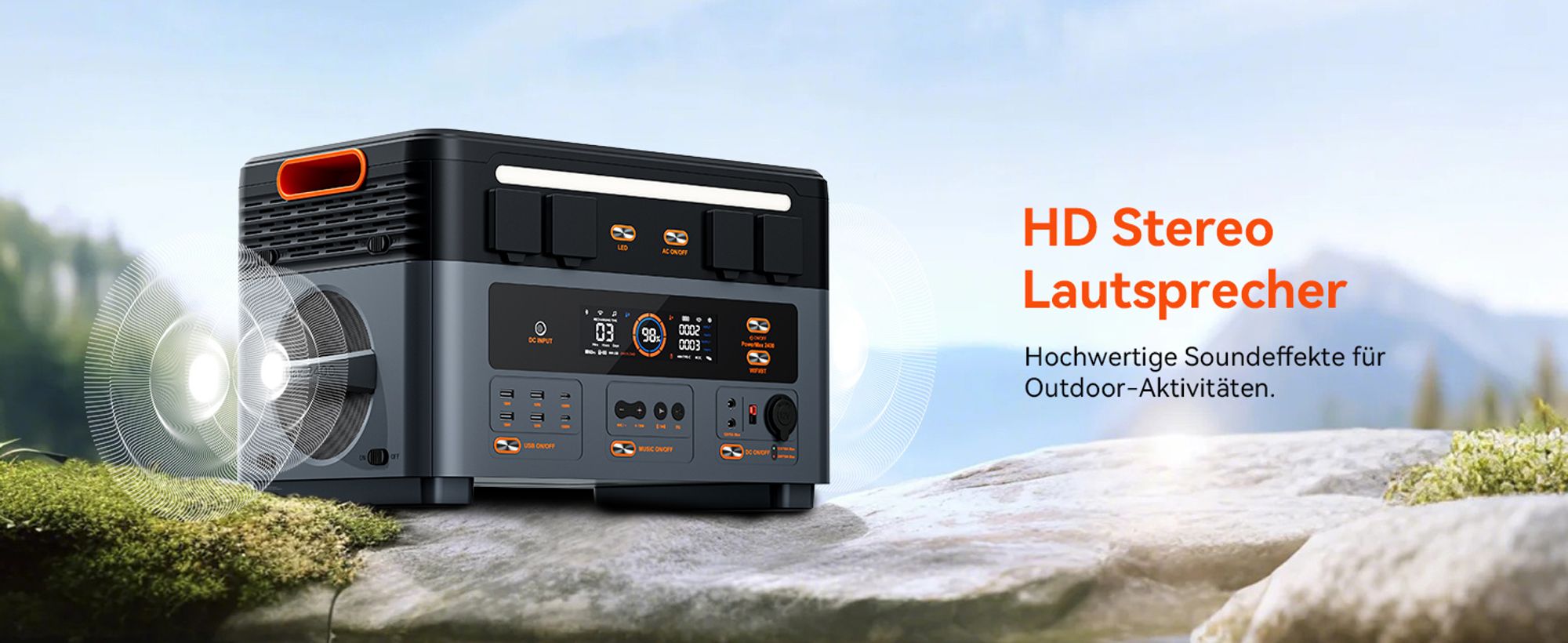 OSCAL PowerMax 2400Pro Oddzielna elektrownia słoneczna 2400W z 2 modułami stereo, mikroinwerterem, 16 złączami + dodatkowy akumulator OSCAL BP 2400Pro, 4032 Wh