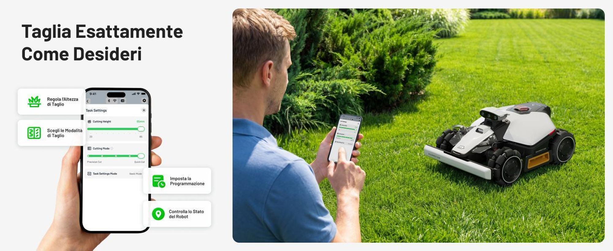 Mammotion LUBA Mini 2 AWD 1000 robot tagliaerba 1000 m², senza filo, taglio bordi, DropMow, mappatura automatica, garage, modulo 4G, app