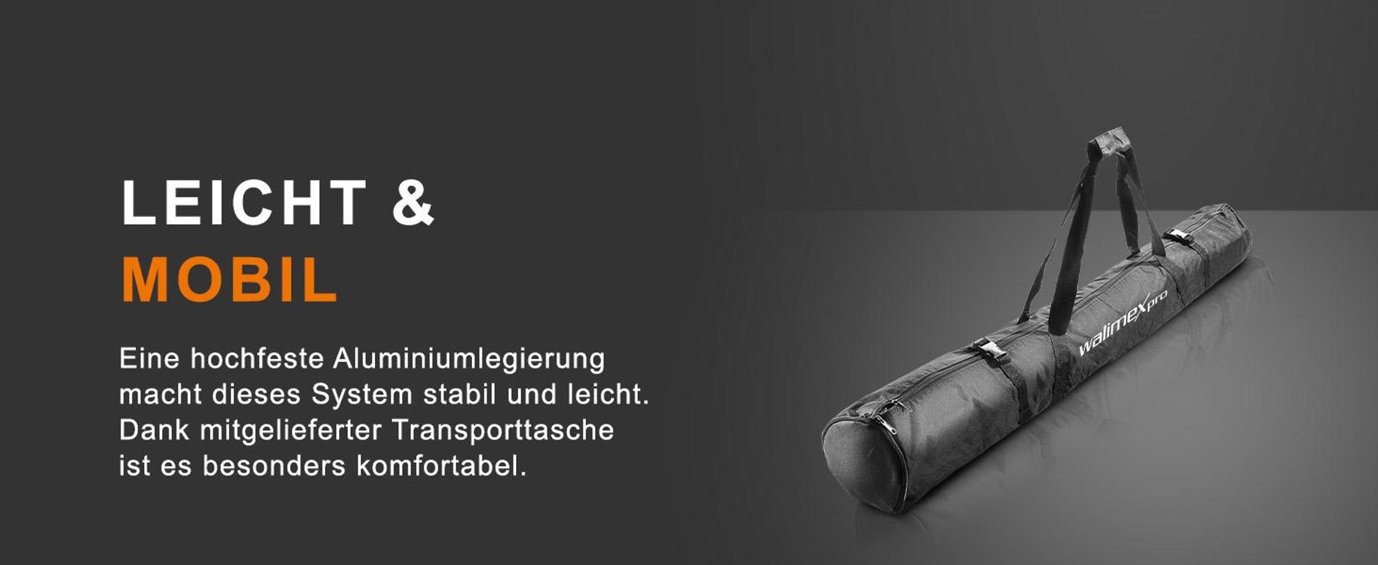 Walimex pro Teleskop Hintergrundsystem XL 225-400 cm breit, Fotohintergrund System 102-256 cm hoch, Lampenstativ 5/8'' Spigot, für Fotografie, Video u. Green Screen, für Leinwände aus Papier u. Stoff