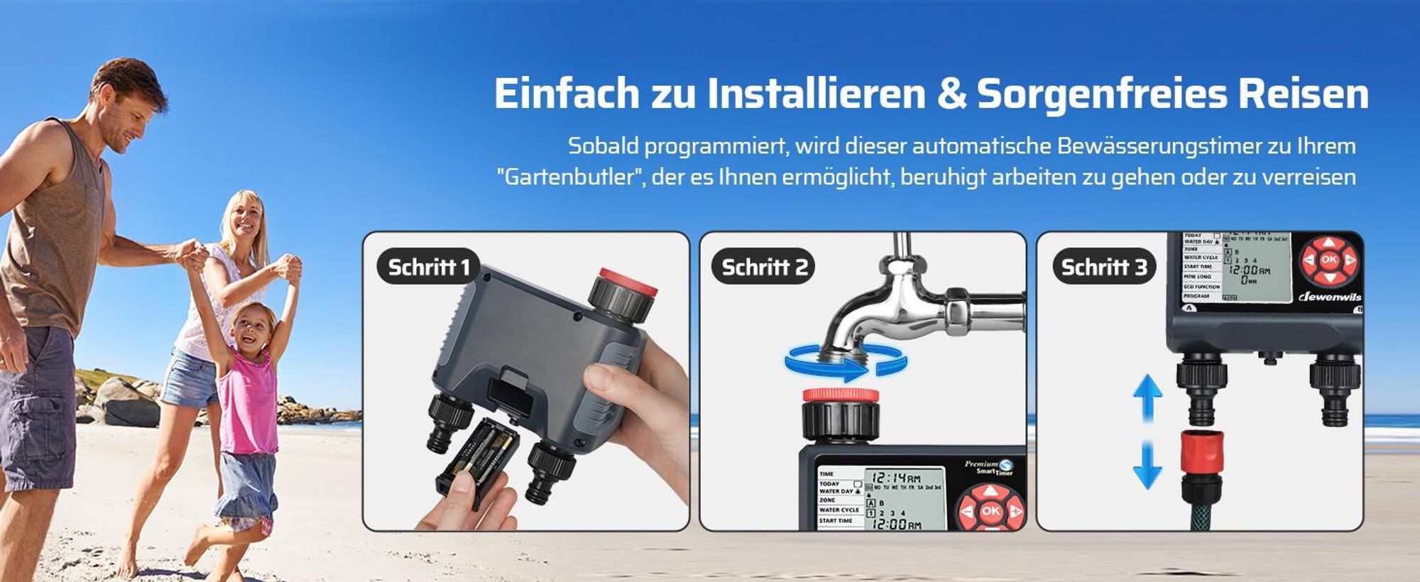 Jeder Bewässerungsplan kann eine unterschiedliche Startzeit und Dauer einstellen