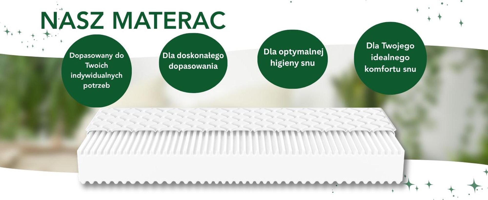 Ergonomiczny materac dwustronny z 7 strefami, o podwójnym rozmiarze XXL, wymiary 200 x 200 cm, wysokość 22 cm, twardość H2 i H3, model Ergo Flex XXL