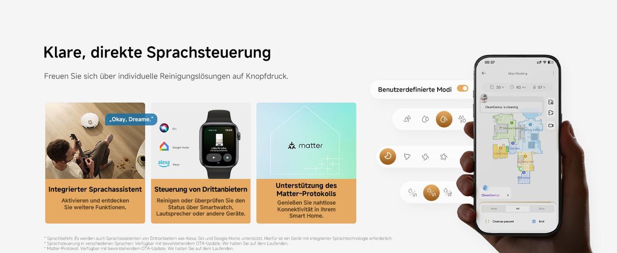 Dreame L50s Pro Ultra Saugroboter mit Wischfunktion,30KPa Saugkraft,100-tägige Selbstreinigung,Hitzereinigung,Eckreinigung und Entwirrungsbürste,Weiß