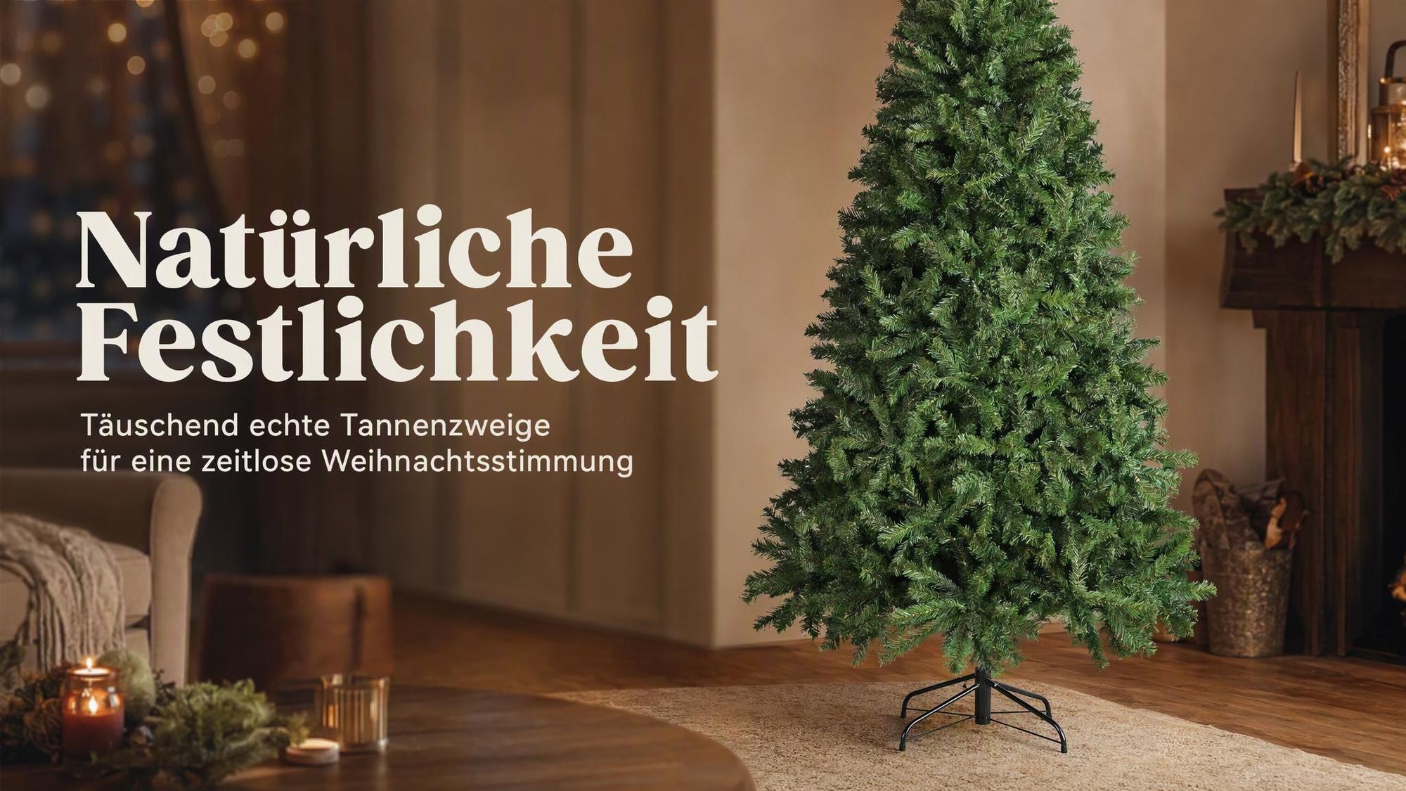 180 cm Künstlicher Weihnachtsbaum mit 1000 grünen Spitzen, Metallständer, Nordmanntanne, PVC Tannenbaum Naturgetreu Tannenbaum
