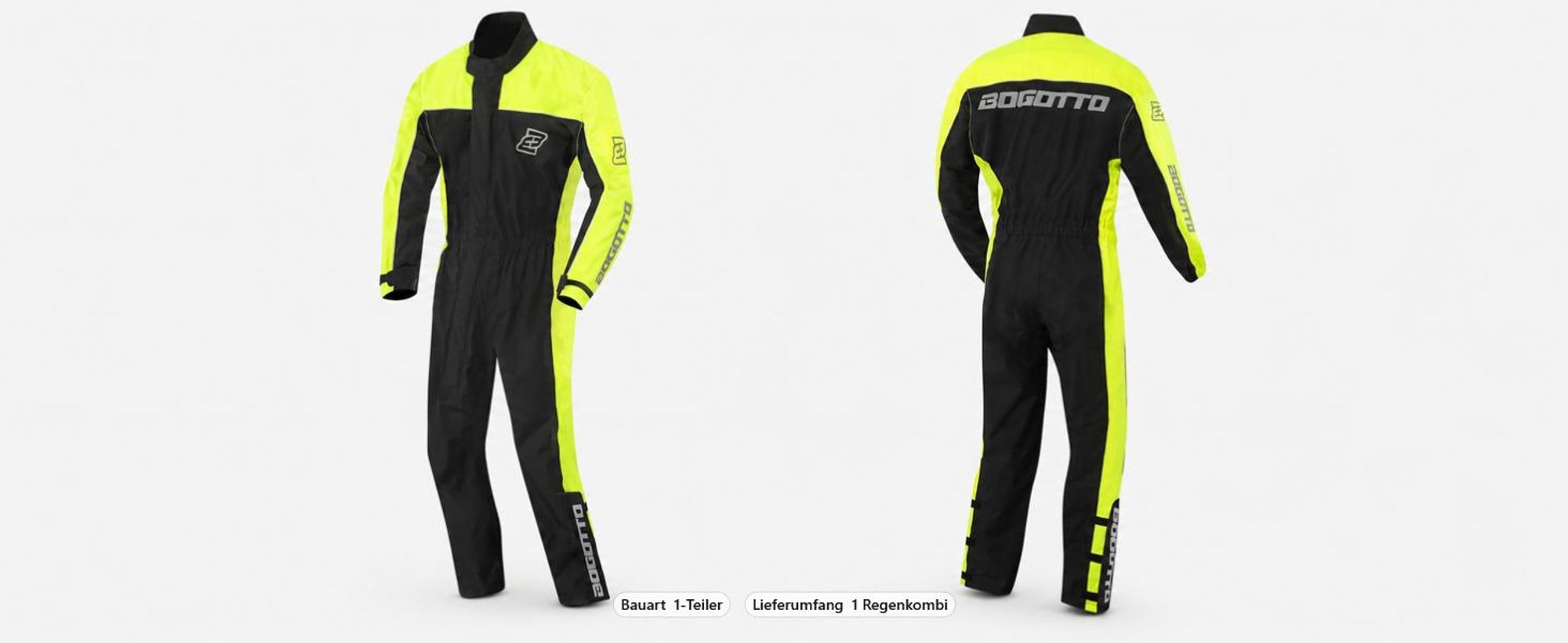 Bogotto Rain 1-Teiler Motorrad Regenkombi, schwarz/grau, L