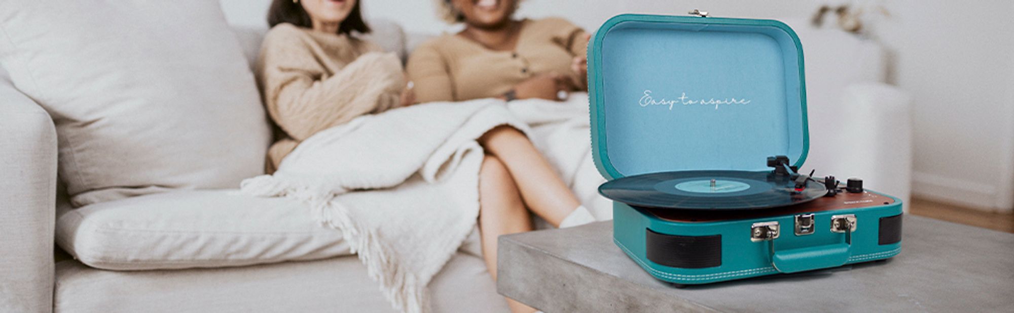 Plattenspieler mit lautsprecher PRIXTON VC600, Schallplattenspieler mit Bluetooth und Encoding-Funktion, Vinyl-Player, Radio FM und USB Port, Blau
