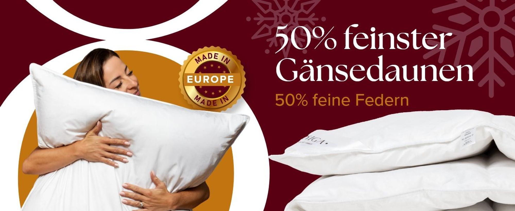 Maxiga Winterdecke 135x200cm, 2500g,  50% Daunen, 50% kleine Daunenfedern, warme Kassettendecke, 100% Baumwolle, hypoallergen