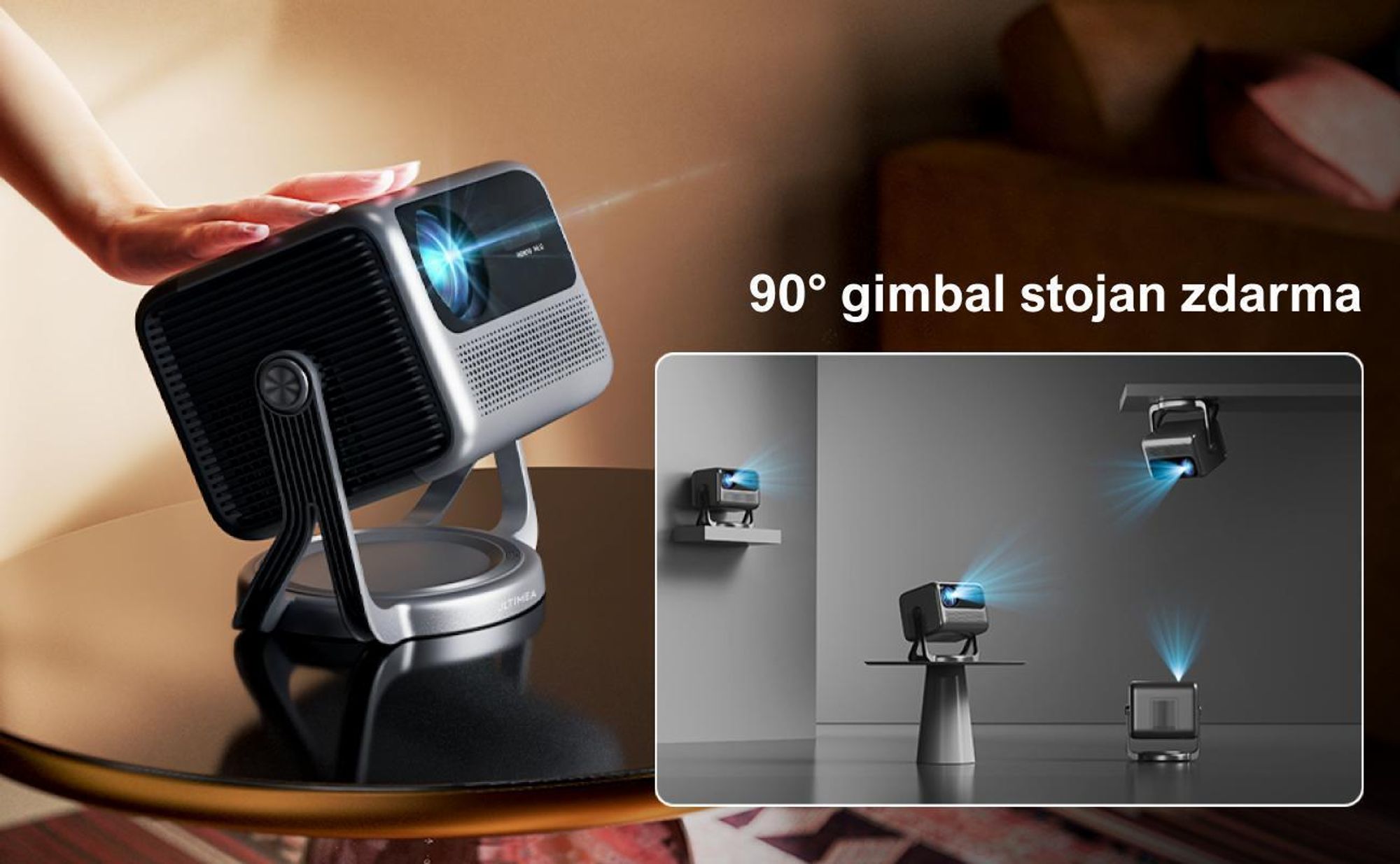 Projektor ULTIMEA Nova C40 s dekódováním 4K a Android TV 11.0 1000:1, Dolby Audio, 600 ANSI, HDR10 a HLG, s 90° kardanovým stojanem bez stojanu