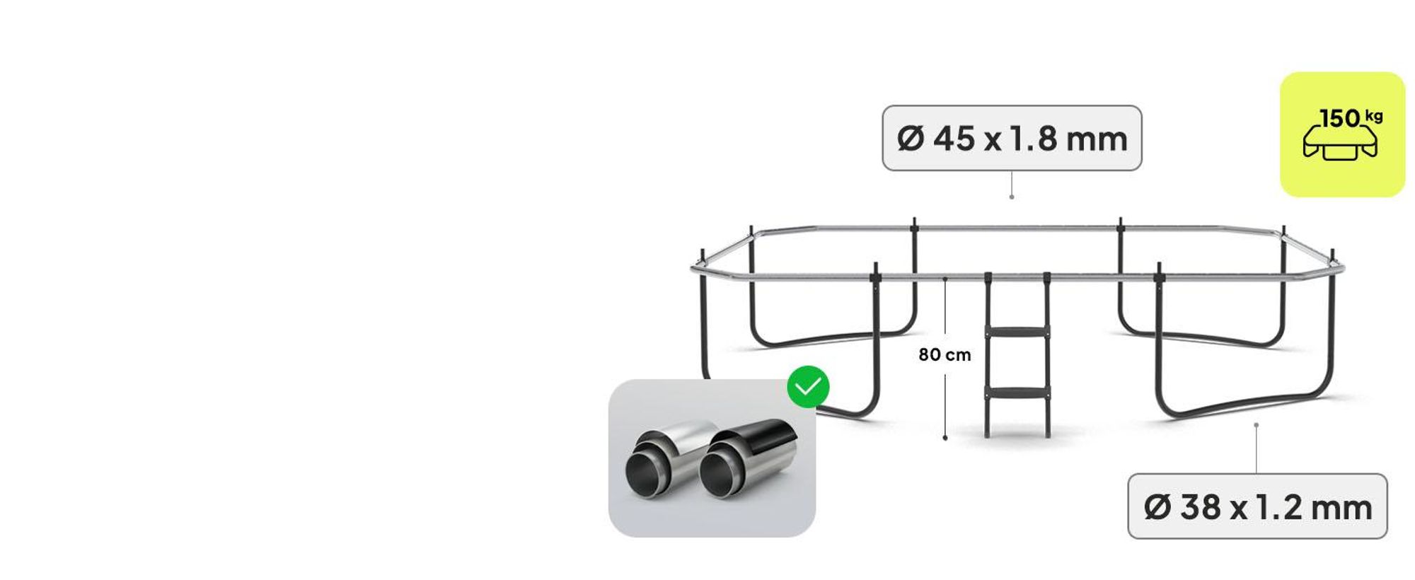 ZIPRO Trampolin Jump Pro Quadro | 12FT 366 x 244 cm | Gartentrampolin Kindertrampolin Komplett-Set inkl. Netz, Leiter & Randabdeckung, Outdoor Quadrat