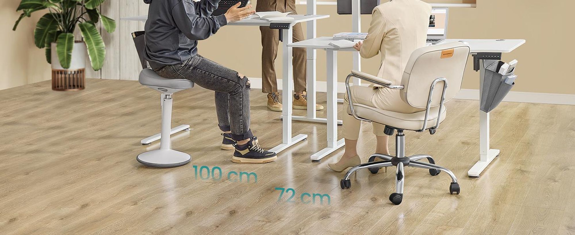SONGMICS Höhenverstellbarer Schreibtisch elektrisch 140cm 4 Höhen weiß