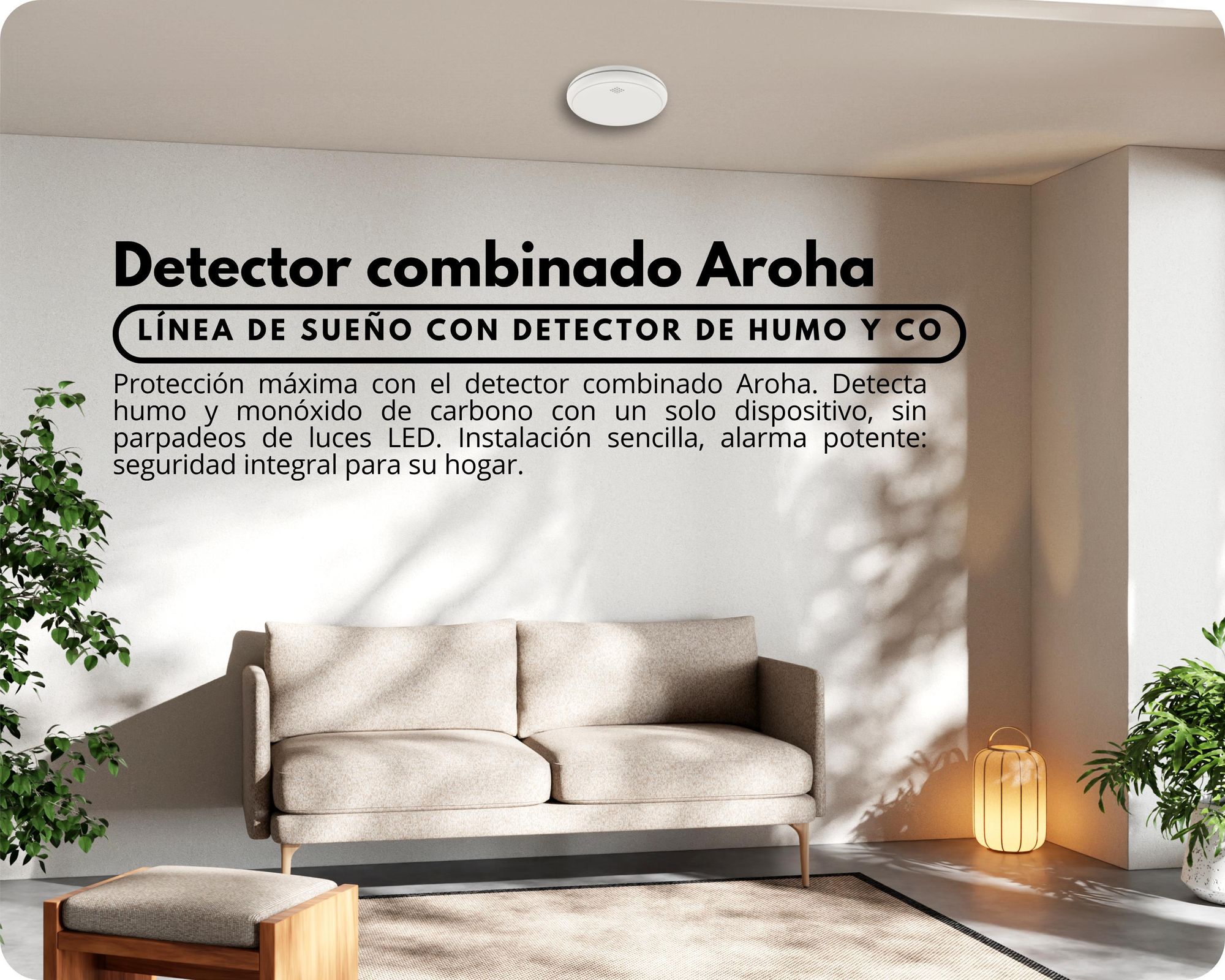 Kit Aroha Safety Pro: Combinación de detector de humo y detector de monóxido de carbono (CO) – Batería de 10 años – Línea Sleep – 1 juego