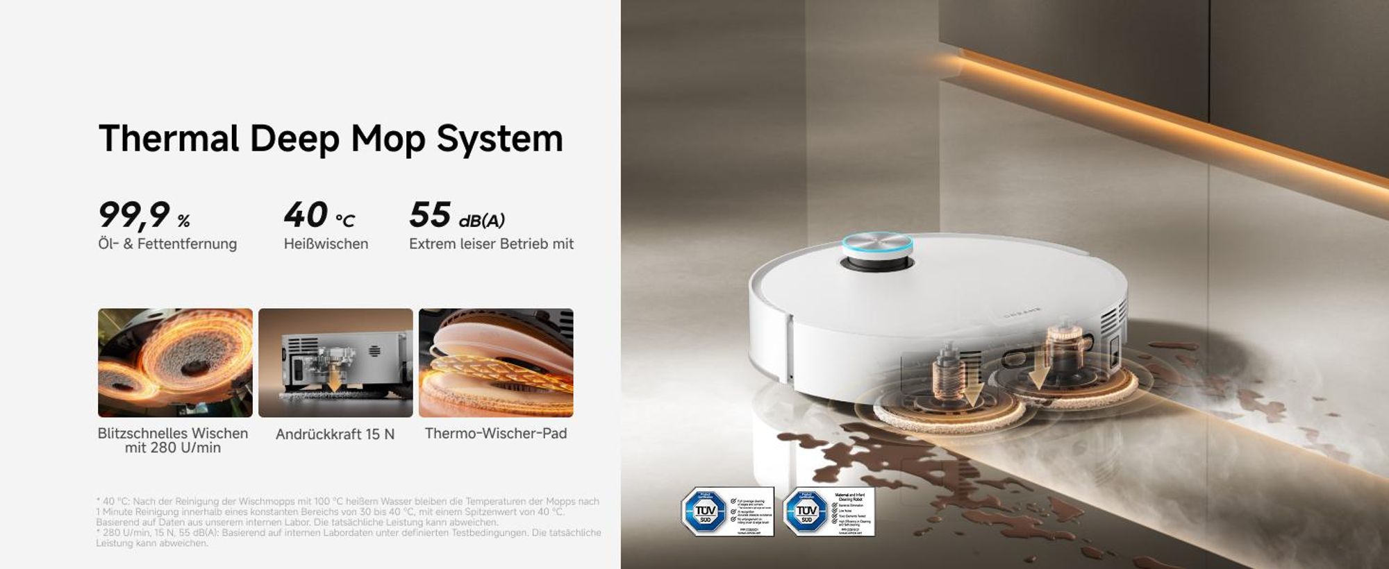 DREAME X60 Pro Ultra Complete Saug- und Wischroboter mit Wischfunktion,42KPa,DuoBrush 2.0,KI Omni 3.0,10cm Anhebung,100°C Wischmopp,100% Entwirrung