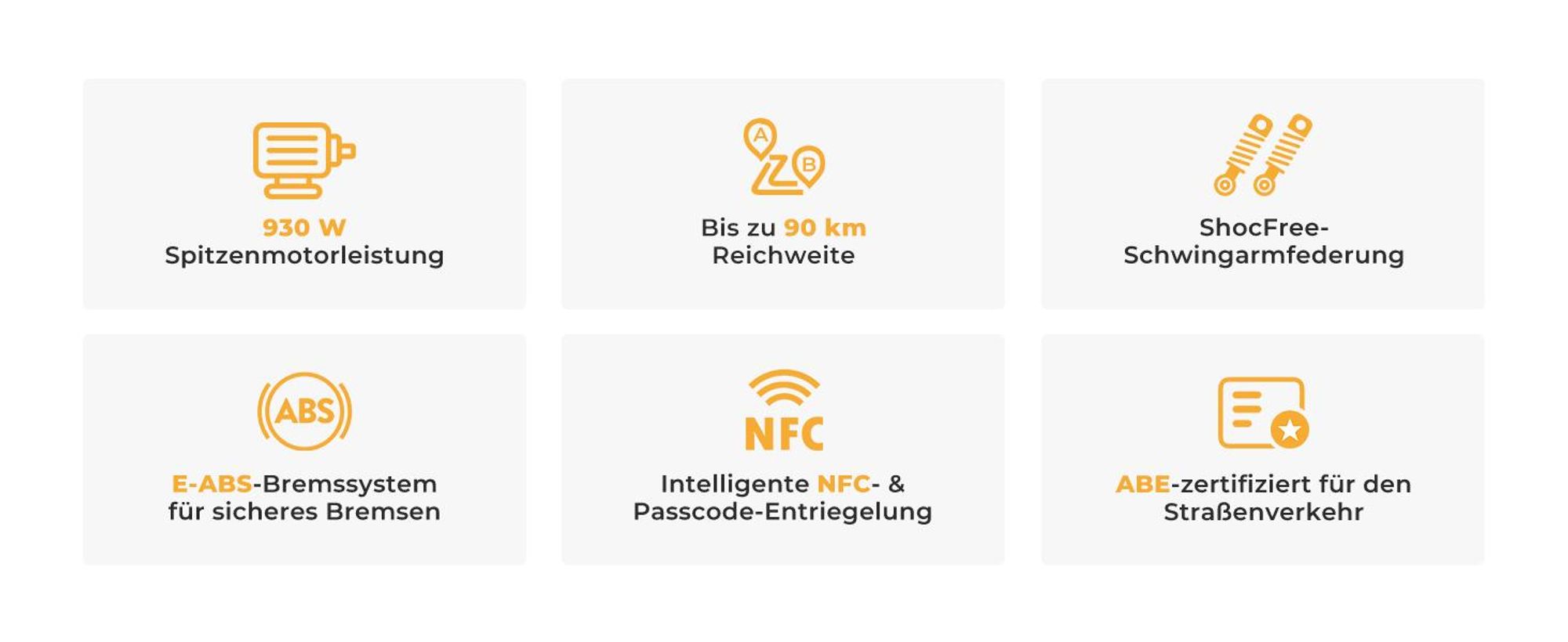Ausom L1 ABE E-Scooter 90km Reichweite 930W Peak 10 Zoll Tubeless NFC E-ABS StVZO faltbar