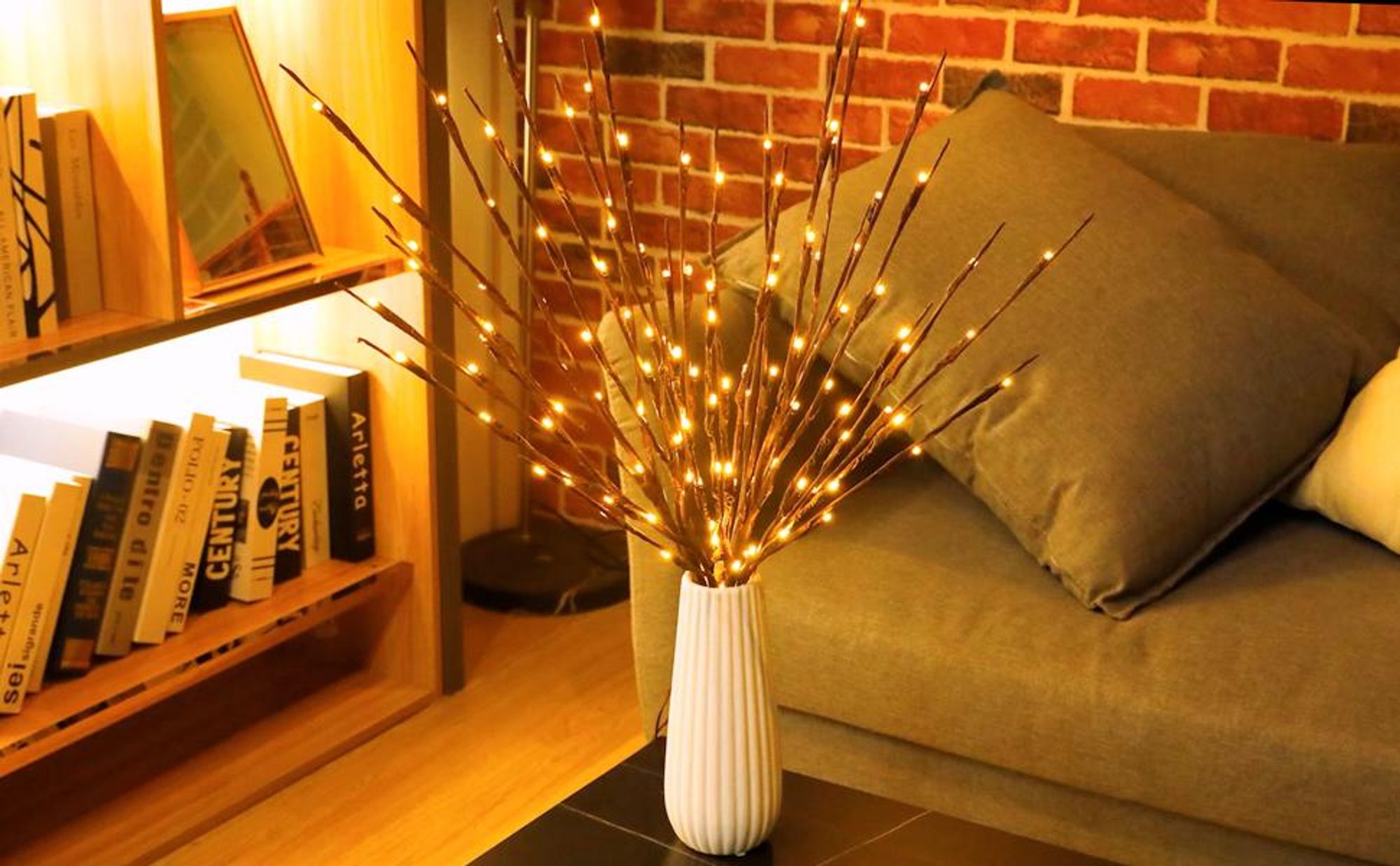 3er-Set 60 LEDs Lichterbaum-Zweige, Lichterzweige Warmweiß, Zweiglampe für Home Room Vasendekoration