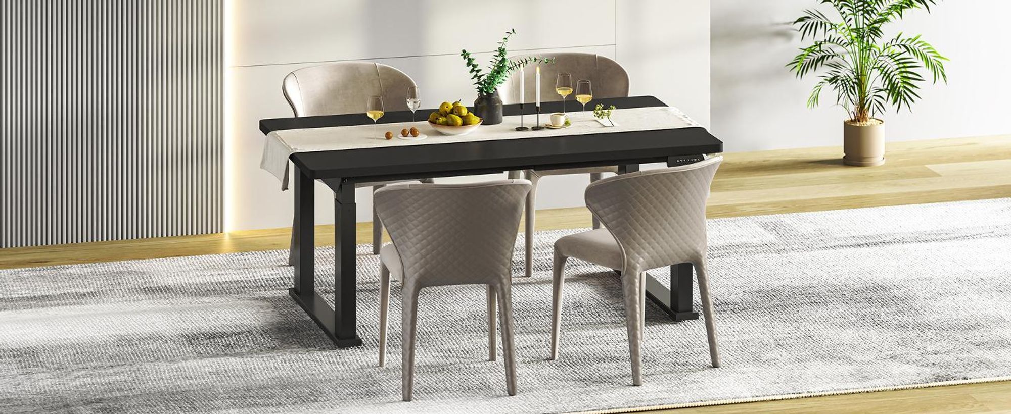 FLEXISPOT Höhenverstellbarer Esstisch 180x80 cm, elektrisch, stabile 4 Beine, bis 150 kg, mit Memory-Funktion, modernes Design für Esszimmer, Braun